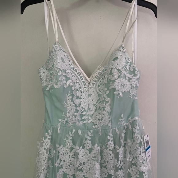 Say Yes to Prom Pastel Blue Mint Lace Dress Size 9/10 - Picture 6 of 6
